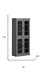 72" Gray Solid Wood Four Door Pantry Or Storage Closet