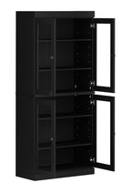 72" Black Solid Wood Four Door Pantry Or Storage Closet