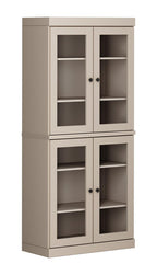 72" Beige Solid Wood Four Door Pantry Or Storage Closet