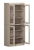 72" Beige Solid Wood Four Door Pantry Or Storage Closet