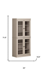 72" Beige Solid Wood Four Door Pantry Or Storage Closet