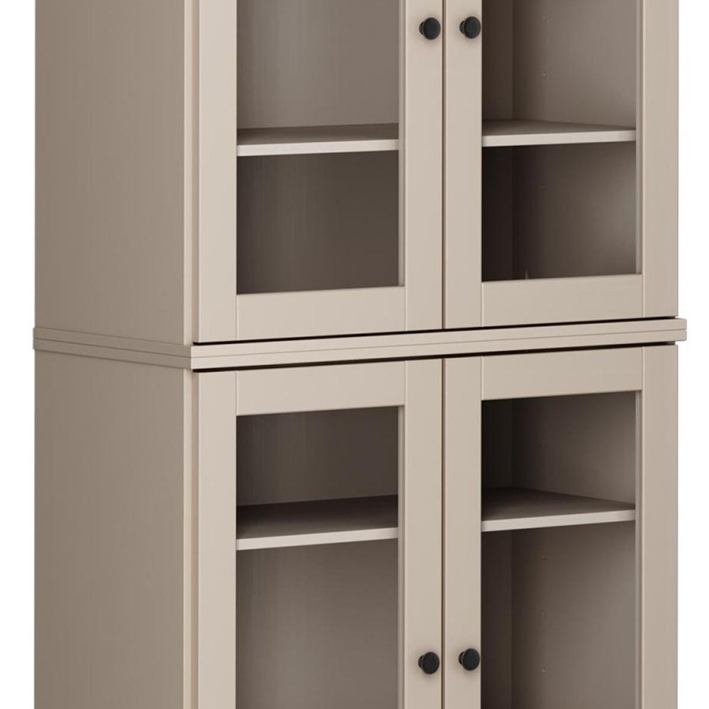 72" Beige Solid Wood Four Door Pantry Or Storage Closet