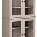 72" Beige Solid Wood Four Door Pantry Or Storage Closet
