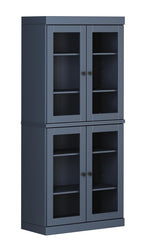 72" French Blue Solid Wood Four Door Pantry Or Storage Closet