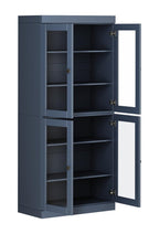 72" French Blue Solid Wood Four Door Pantry Or Storage Closet