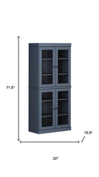 72" French Blue Solid Wood Four Door Pantry Or Storage Closet