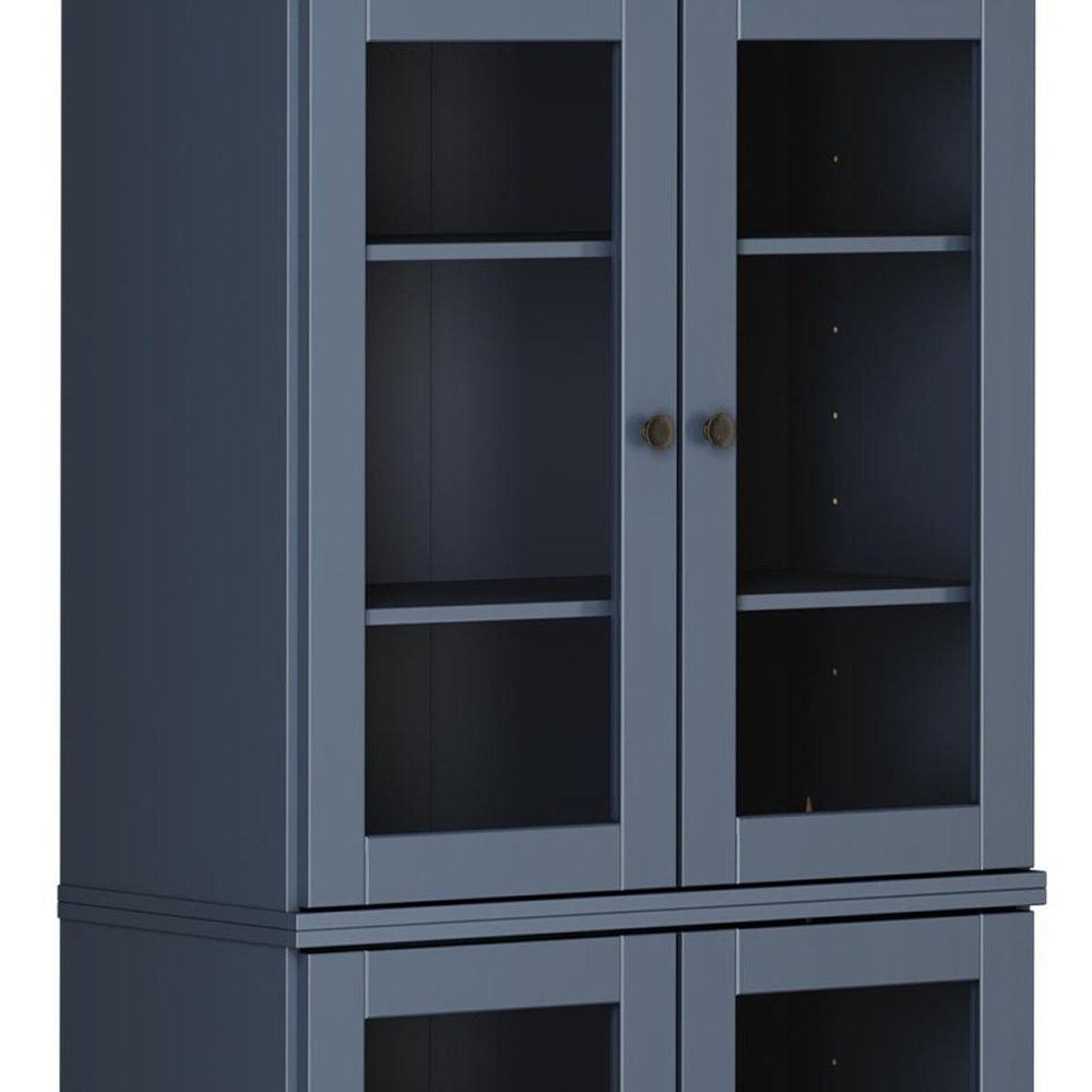 72" French Blue Solid Wood Four Door Pantry Or Storage Closet
