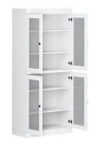 72" White Solid Wood Four Door Pantry Or Storage Closet