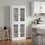 72" White Solid Wood Four Door Pantry Or Storage Closet