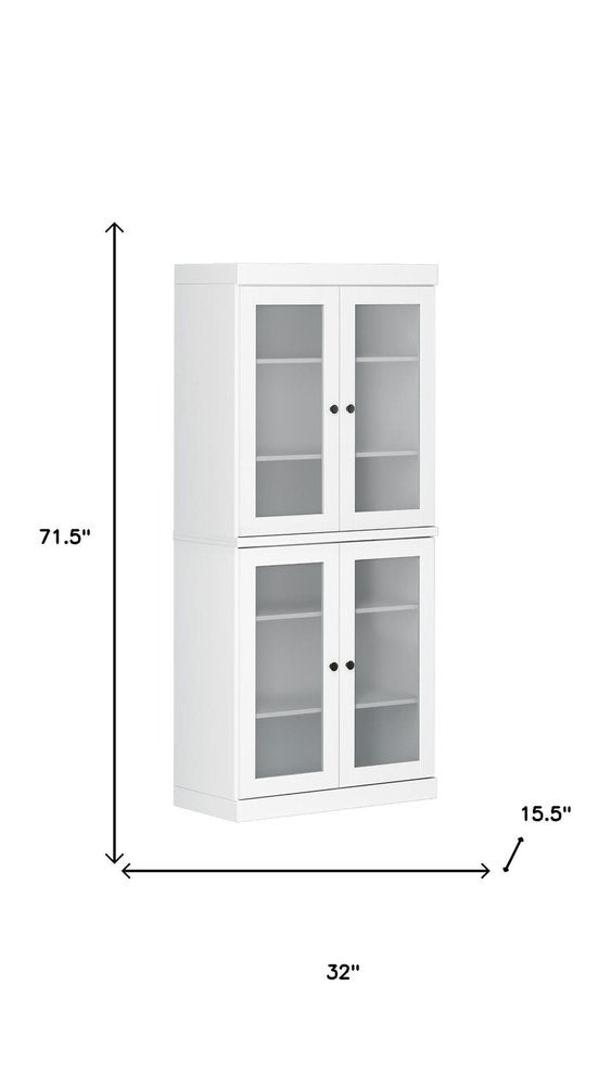 72" White Solid Wood Four Door Pantry Or Storage Closet