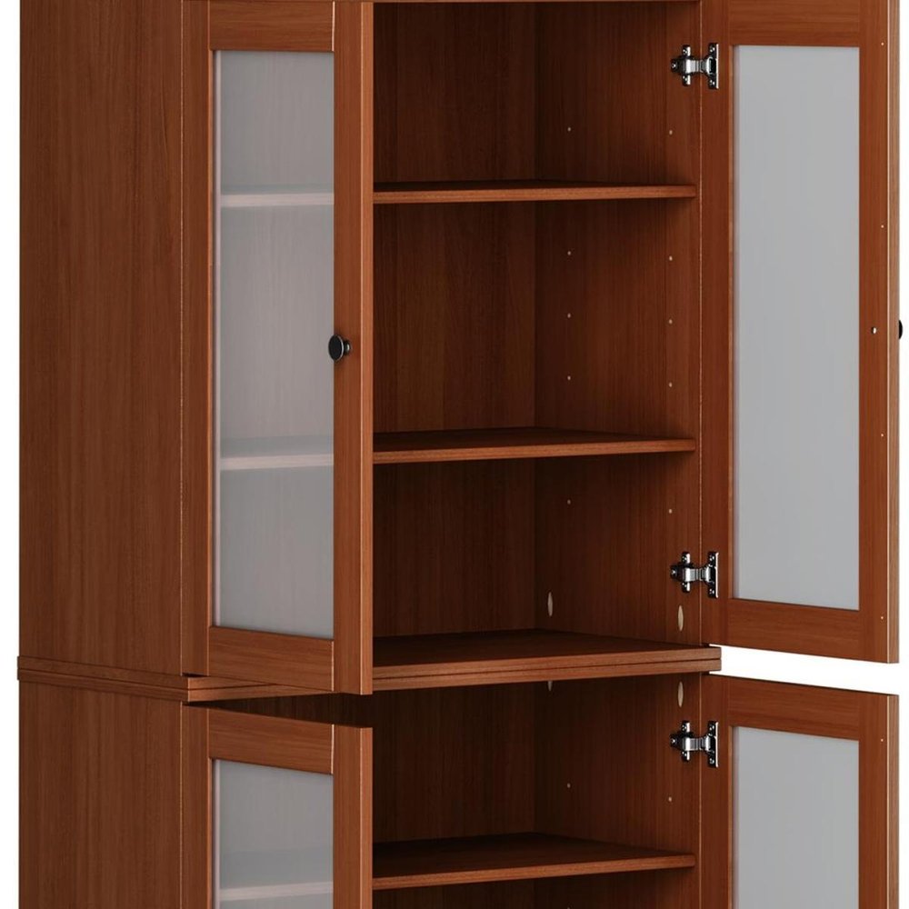 72" Coffee Solid Wood Four Door Pantry Or Storage Closet