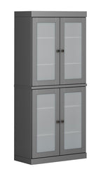 72" Gray Solid Wood Four Door Pantry Or Storage Closet