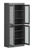72" Gray Solid Wood Four Door Pantry Or Storage Closet