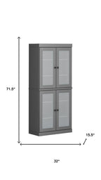72" Gray Solid Wood Four Door Pantry Or Storage Closet