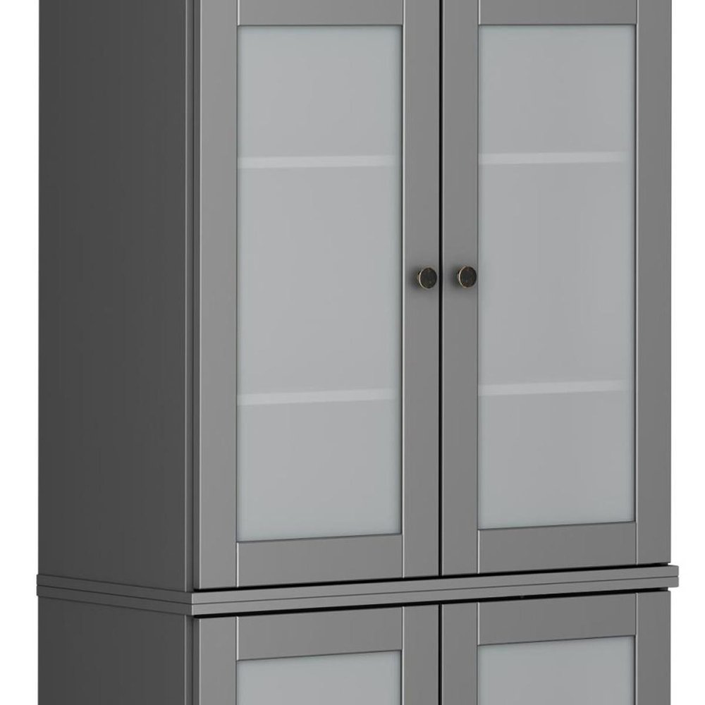 72" Gray Solid Wood Four Door Pantry Or Storage Closet