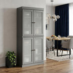 72" Gray Solid Wood Four Door Pantry Or Storage Closet