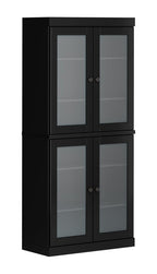 72" Black Solid Wood Four Door Pantry Or Storage Closet