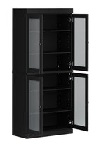 72" Black Solid Wood Four Door Pantry Or Storage Closet