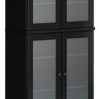 72" Black Solid Wood Four Door Pantry Or Storage Closet