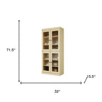 72" Yellow Solid Wood Four Door Pantry Or Storage Closet