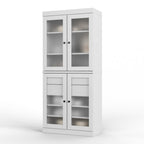 72" White Solid Wood Four Door Two Drawer Pantry Or Storage Closet