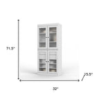 72" White Solid Wood Four Door Two Drawer Pantry Or Storage Closet