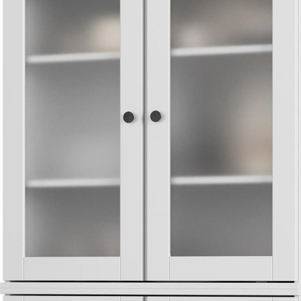 72" White Solid Wood Four Door Two Drawer Pantry Or Storage Closet