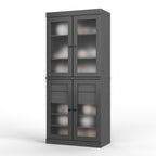 72" Gray Solid Wood Four Door Two Drawer Pantry Or Storage Closet