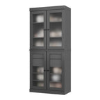 72" Gray Solid Wood Four Door Two Drawer Pantry Or Storage Closet