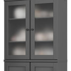 72" Gray Solid Wood Four Door Two Drawer Pantry Or Storage Closet