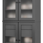 72" Gray Solid Wood Four Door Two Drawer Pantry Or Storage Closet
