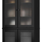 72" Black Solid Wood Four Door Two Drawer Pantry Or Storage Closet