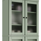 72" Sage Solid Wood Four Door Two Drawer Pantry Or Storage Closet