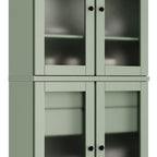 72" Sage Solid Wood Four Door Two Drawer Pantry Or Storage Closet