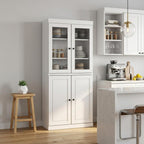 72" White Solid Wood Four Door Pantry Or Storage Closet
