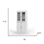 72" White Solid Wood Four Door Pantry Or Storage Closet