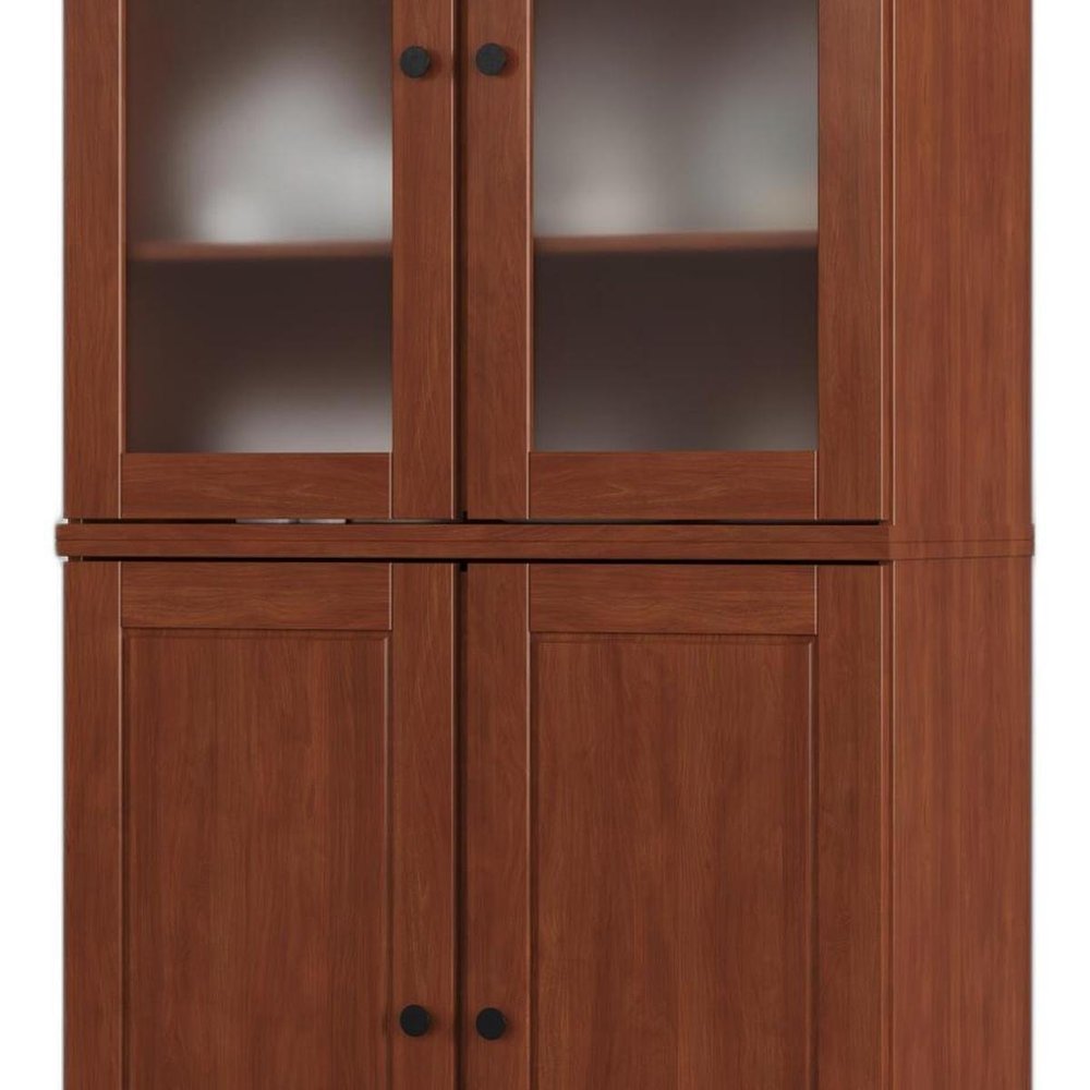 72" Coffee Solid Wood Four Door Pantry Or Storage Closet
