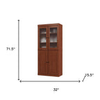 72" Coffee Solid Wood Four Door Pantry Or Storage Closet