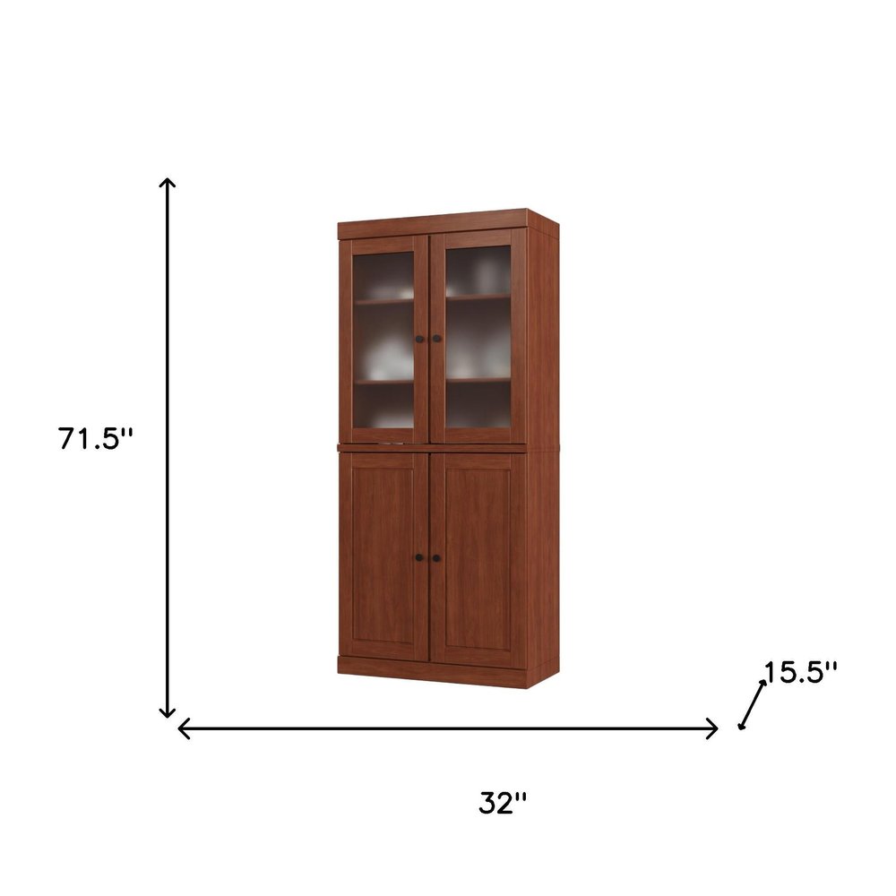 72" Coffee Solid Wood Four Door Pantry Or Storage Closet