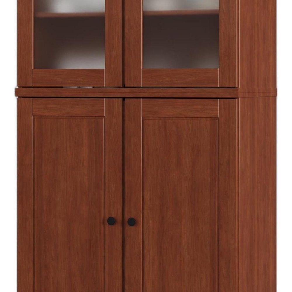 72" Coffee Solid Wood Four Door Pantry Or Storage Closet