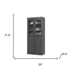 72" Gray Solid Wood Four Door Pantry Or Storage Closet