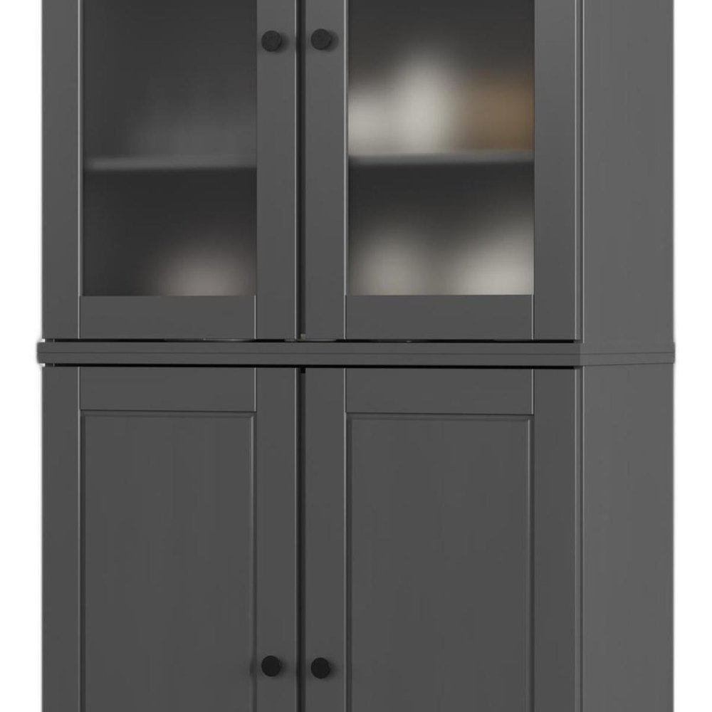 72" Gray Solid Wood Four Door Pantry Or Storage Closet