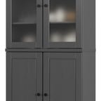 72" Gray Solid Wood Four Door Pantry Or Storage Closet