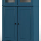 72" Teal Blue Solid Wood Four Door Pantry Or Storage Closet