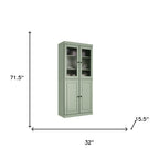 72" Sage Solid Wood Four Door Pantry Or Storage Closet