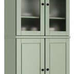 72" Sage Solid Wood Four Door Pantry Or Storage Closet