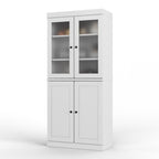 72" White Solid Wood Four Door Two Drawer Pantry Or Storage Closet