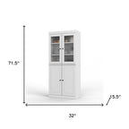72" White Solid Wood Four Door Two Drawer Pantry Or Storage Closet