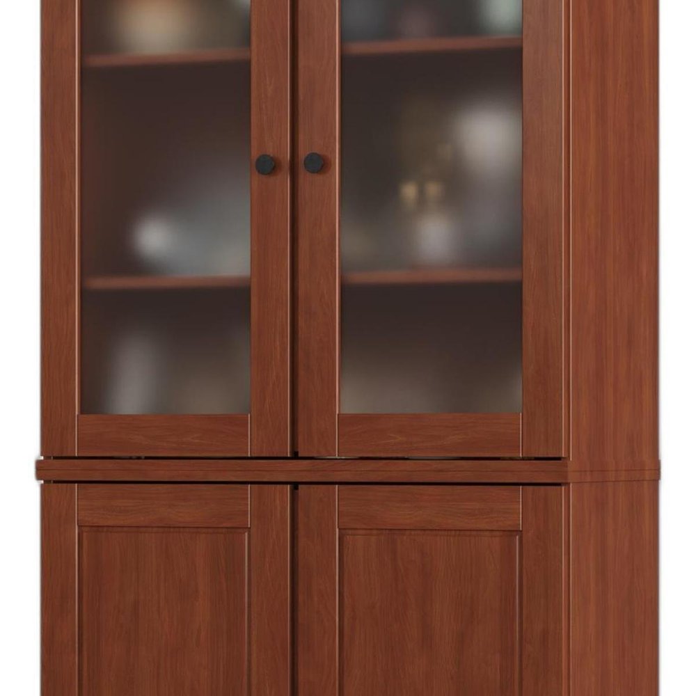72" Coffee Solid Wood Four Door Two Drawer Pantry Or Storage Closet