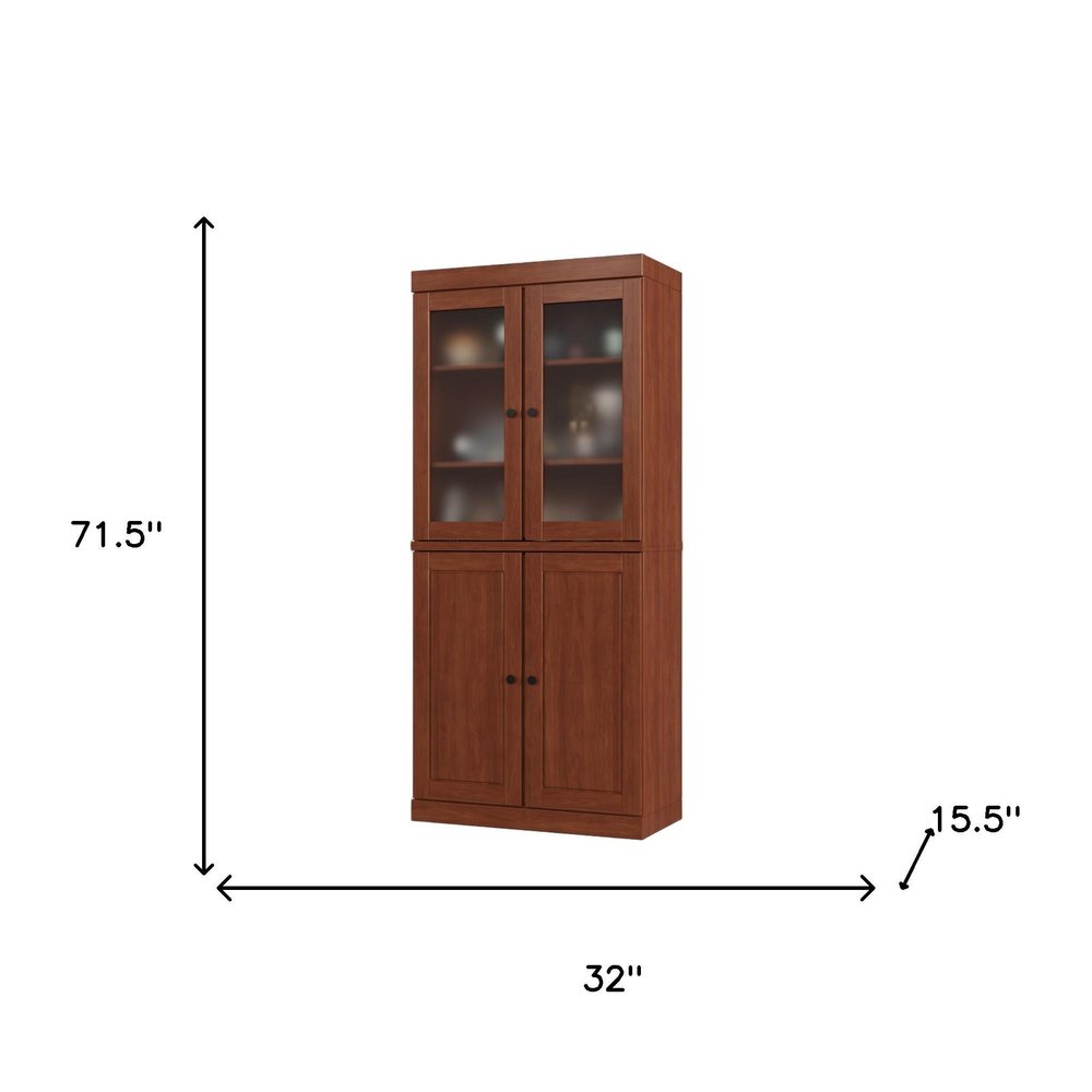 72" Coffee Solid Wood Four Door Two Drawer Pantry Or Storage Closet